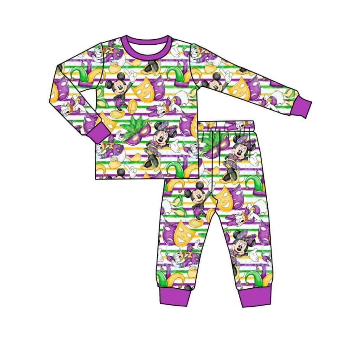 Baby Boys Mardi Gras Cartoon Pajamas clothes sets
