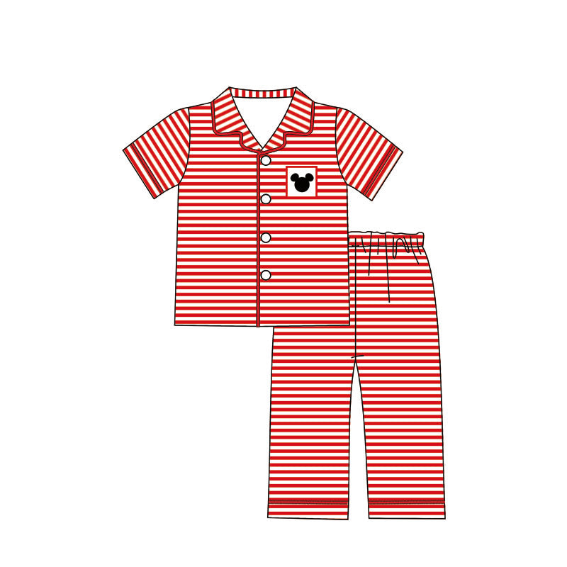 Baby Boys red stripe cartoon mouse pajamas sets