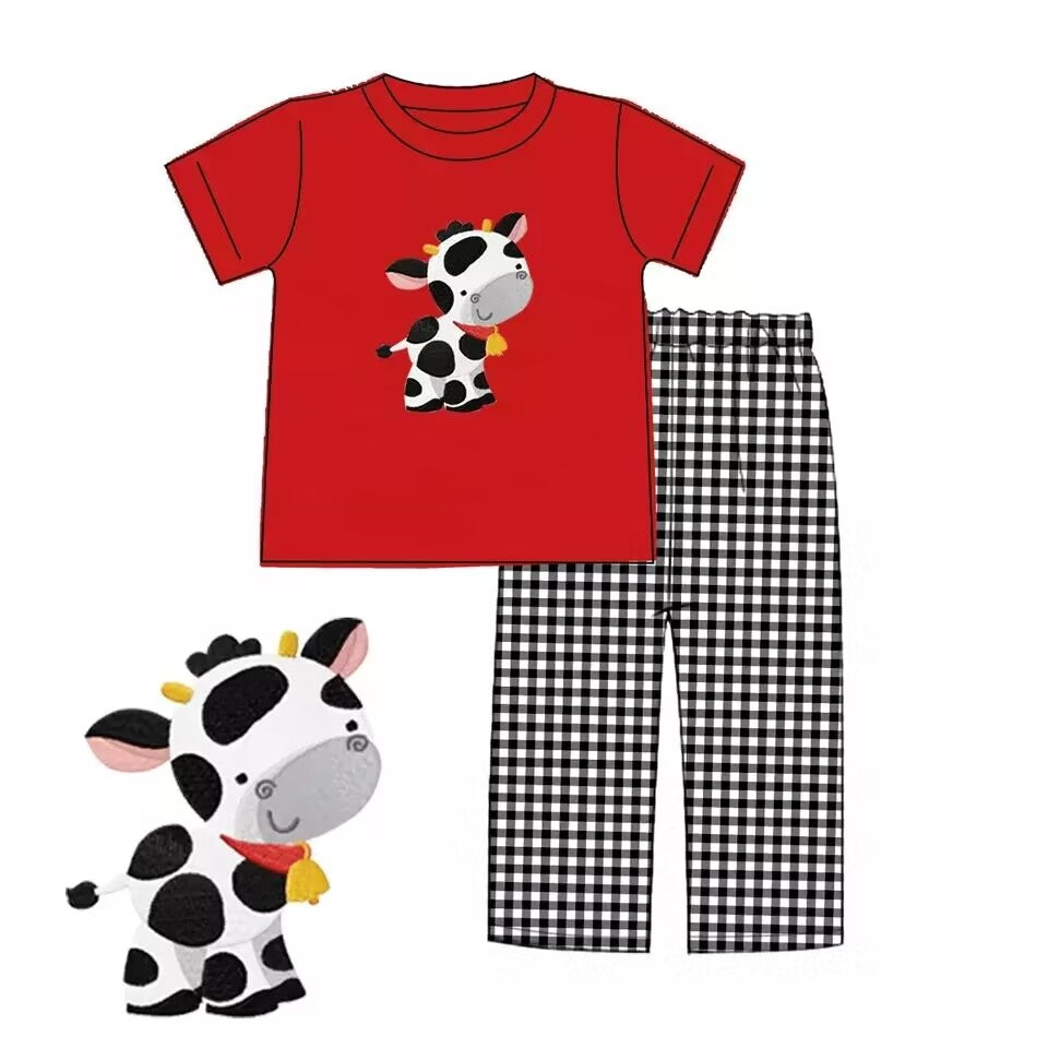 Baby Boys Red Cow Pants sets