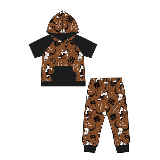 baby Boys Western Cow Hoodie pants sets preorder