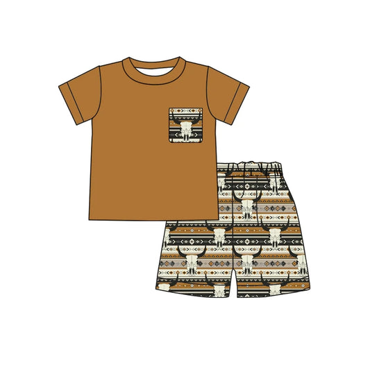 Baby boy western pocket shorts sets