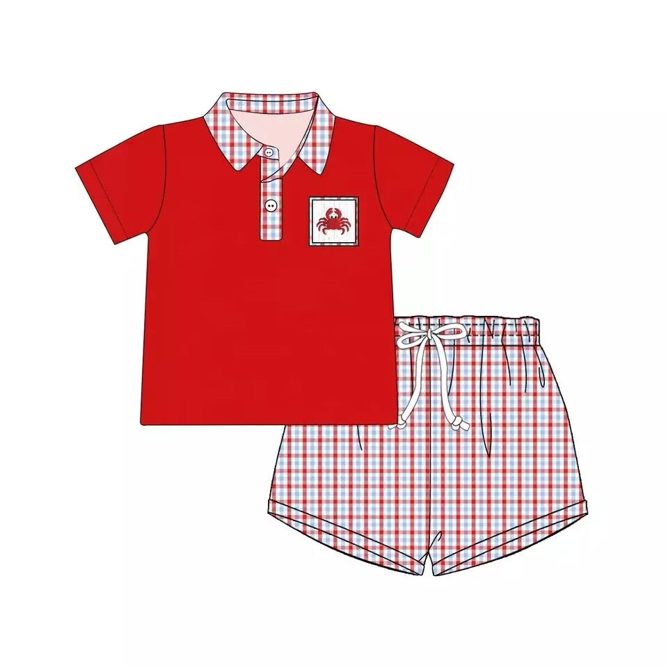 Baby Boys Crab Red shorts sets