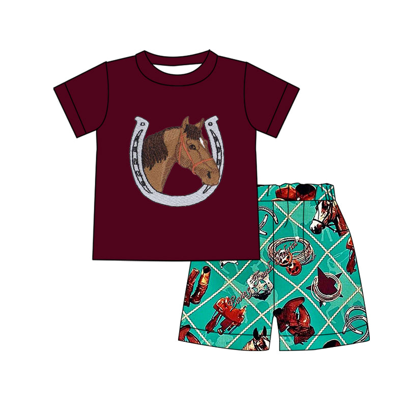 Baby Boys Western Horse shorts sets preorder