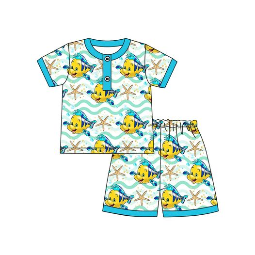 Baby Boys Fish Summer Pajamas Shorts Sets