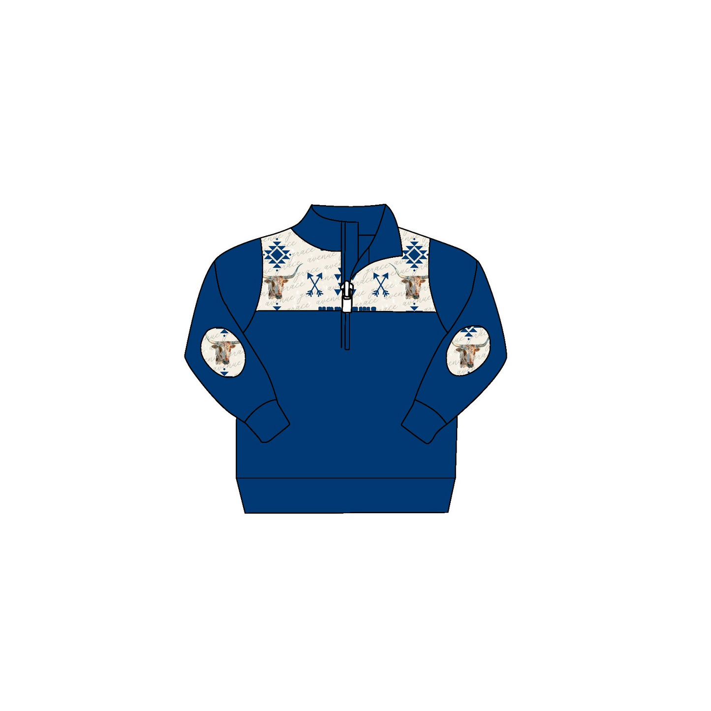 Baby boys cow zip long sleeve pullover