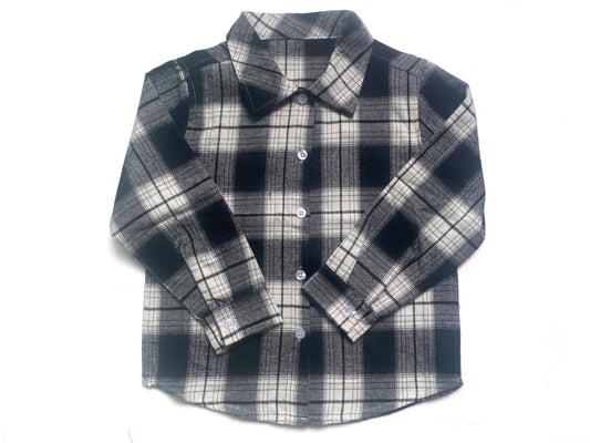 Baby kids black plaid pocket shirts