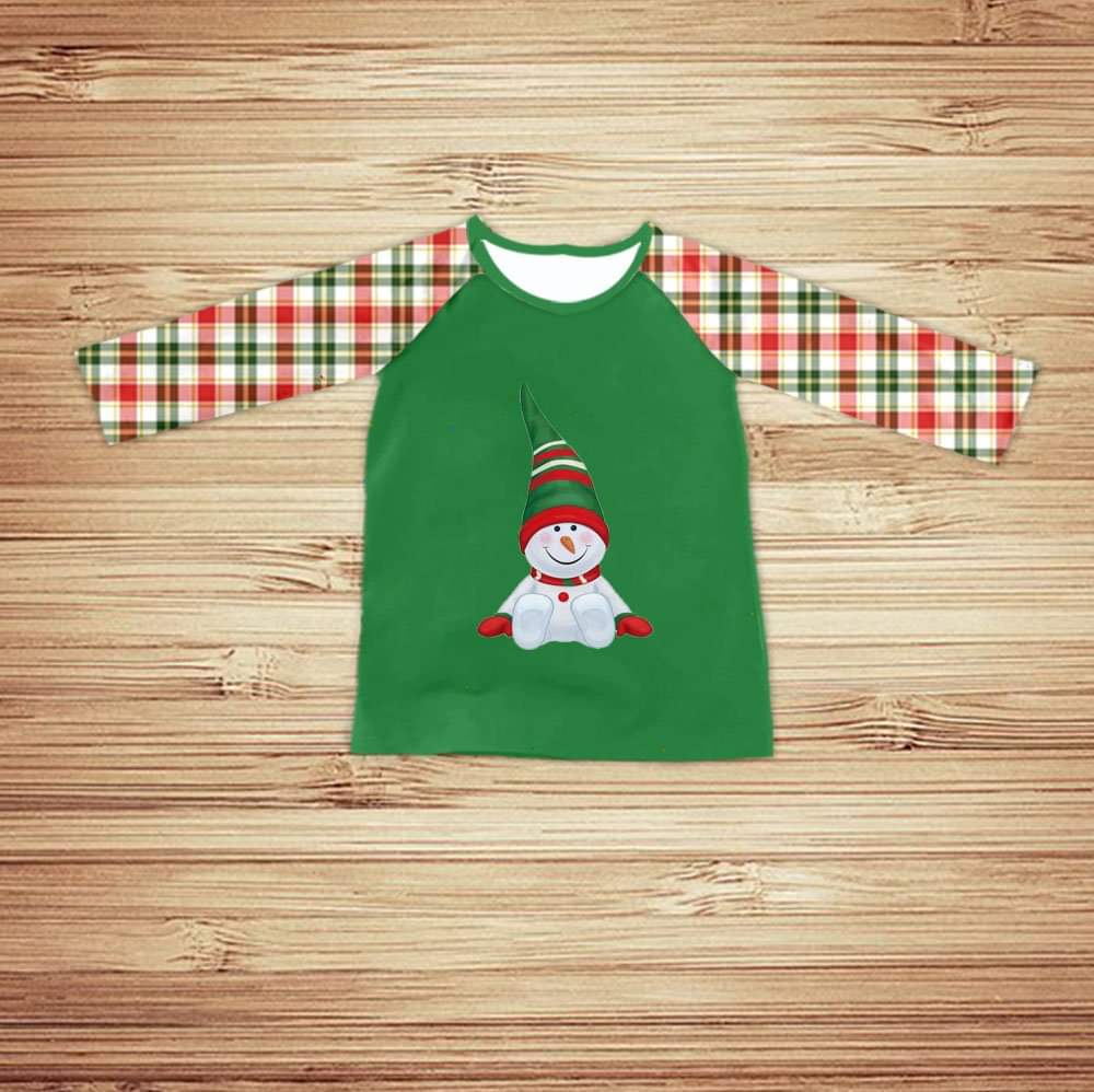 baby girls boys snowman green long sleeve shirts Tops