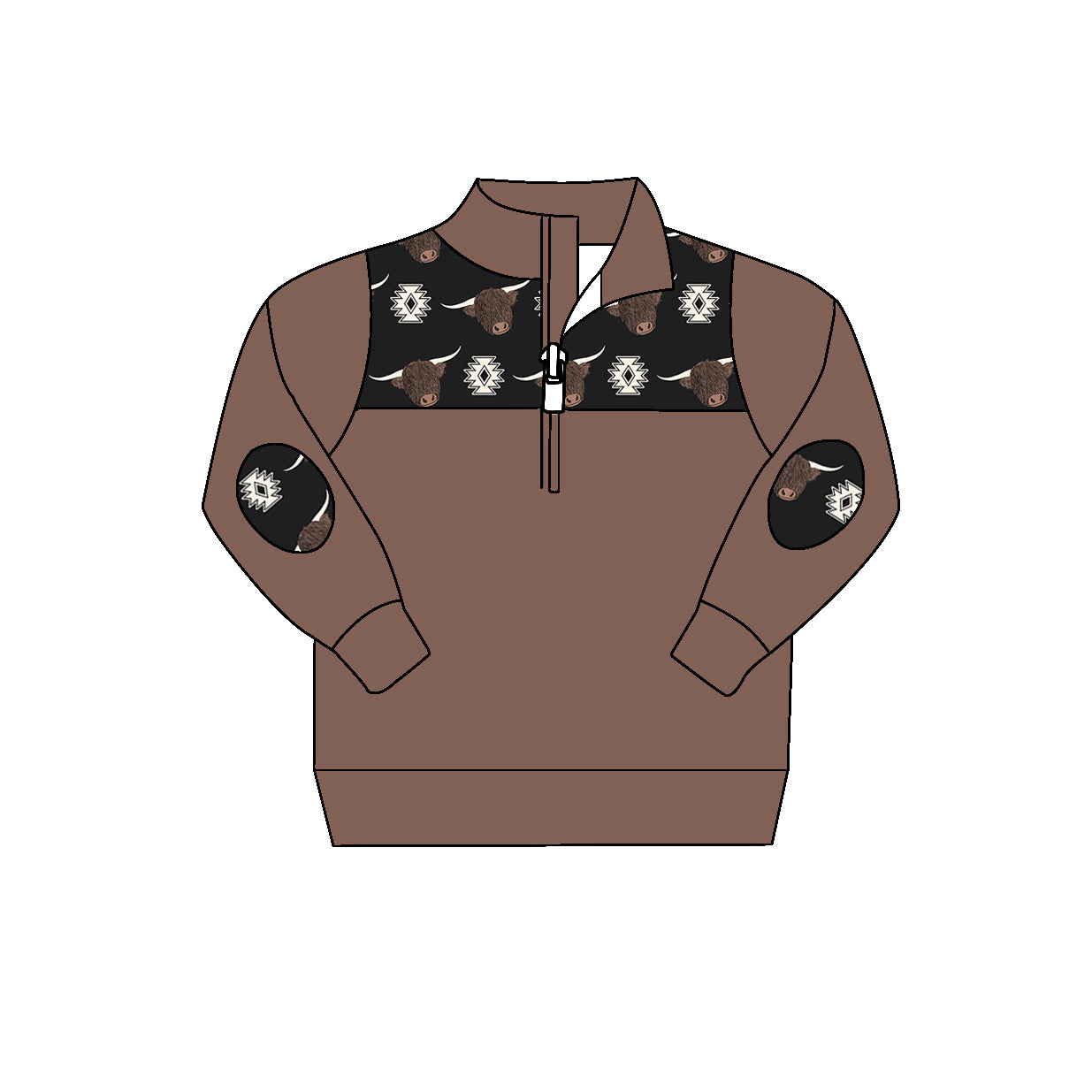 Baby Boys Western Cow Brown pullovers Tops