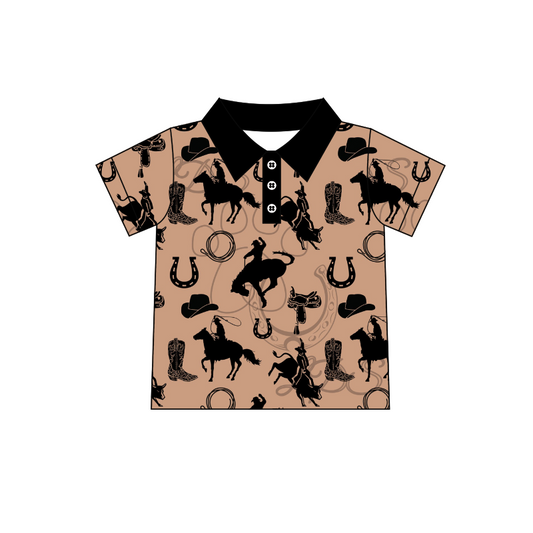 Baby Boys Horse western short Sleeve pullover shirts tops