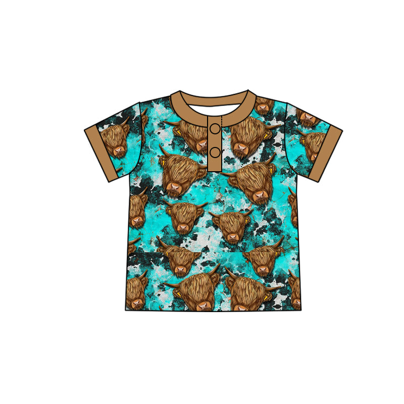 Baby Boys Highland Cow Short Sleeve shirts tops preorder