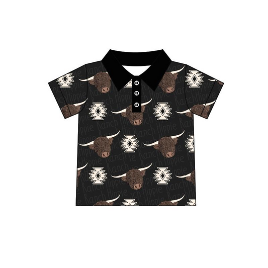 Baby Boys Western Cow black Short Sleeve shirts tops preorder