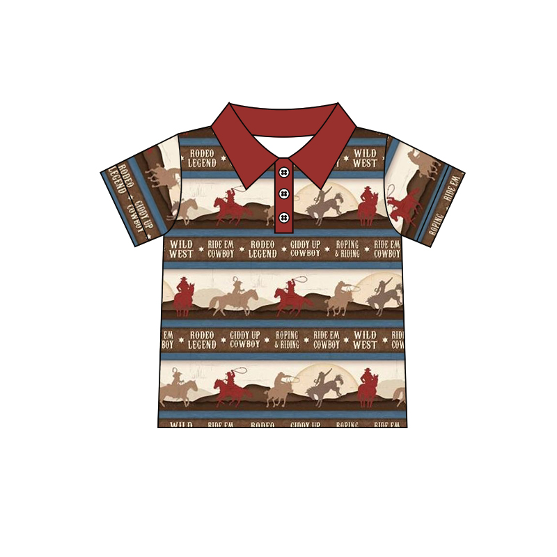 Baby Boys Western buttons horse Short Sleeve pullovers preorder