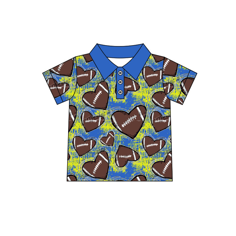 Baby Boys Football Hearts short Sleeve buttons shirts tops preorder