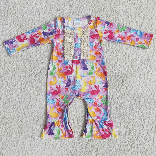 Easter tie dye bunny rompers