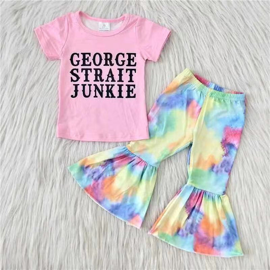Baby Girls Pink Tie Dye Bell Pants Clothes set