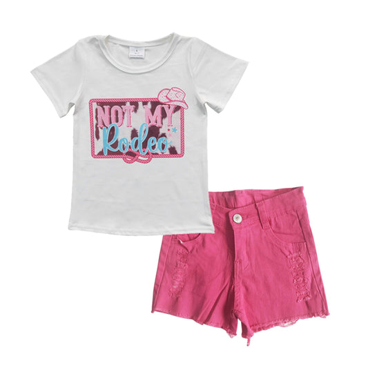 Baby Girls Rodeo Tee Top Denim Shorts clothes sets