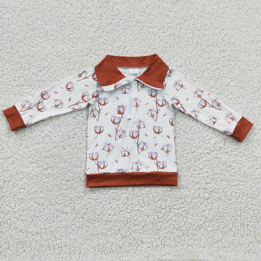 Baby Boys White Pullover Zip Long Sleeve Shirts