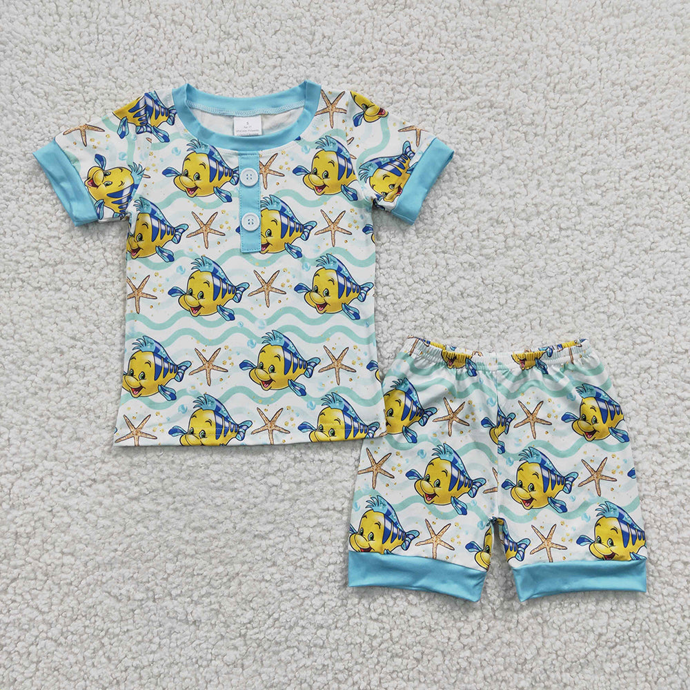 Baby Boys Fish Summer Pajamas Shorts Sets