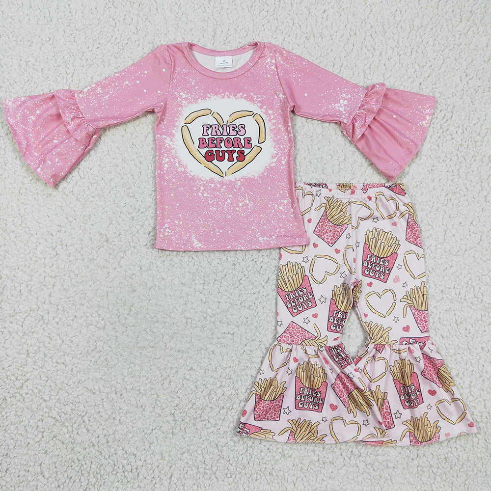 Baby girls Valentines fries bell pants clothes sets