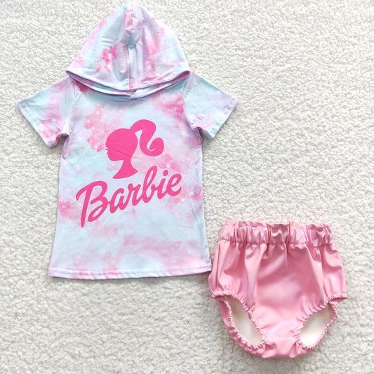 Baby Girls Hoodie Top Pink Pleather Bummie Sets