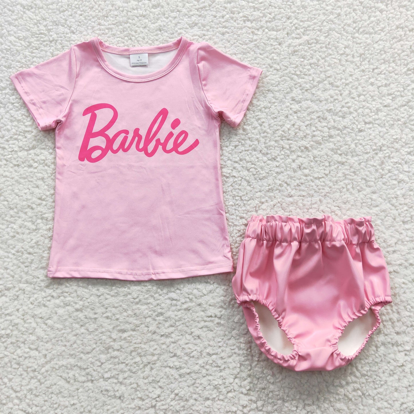 Baby Girls Summer Tee Shirt Pink Pleather Bummie Sets