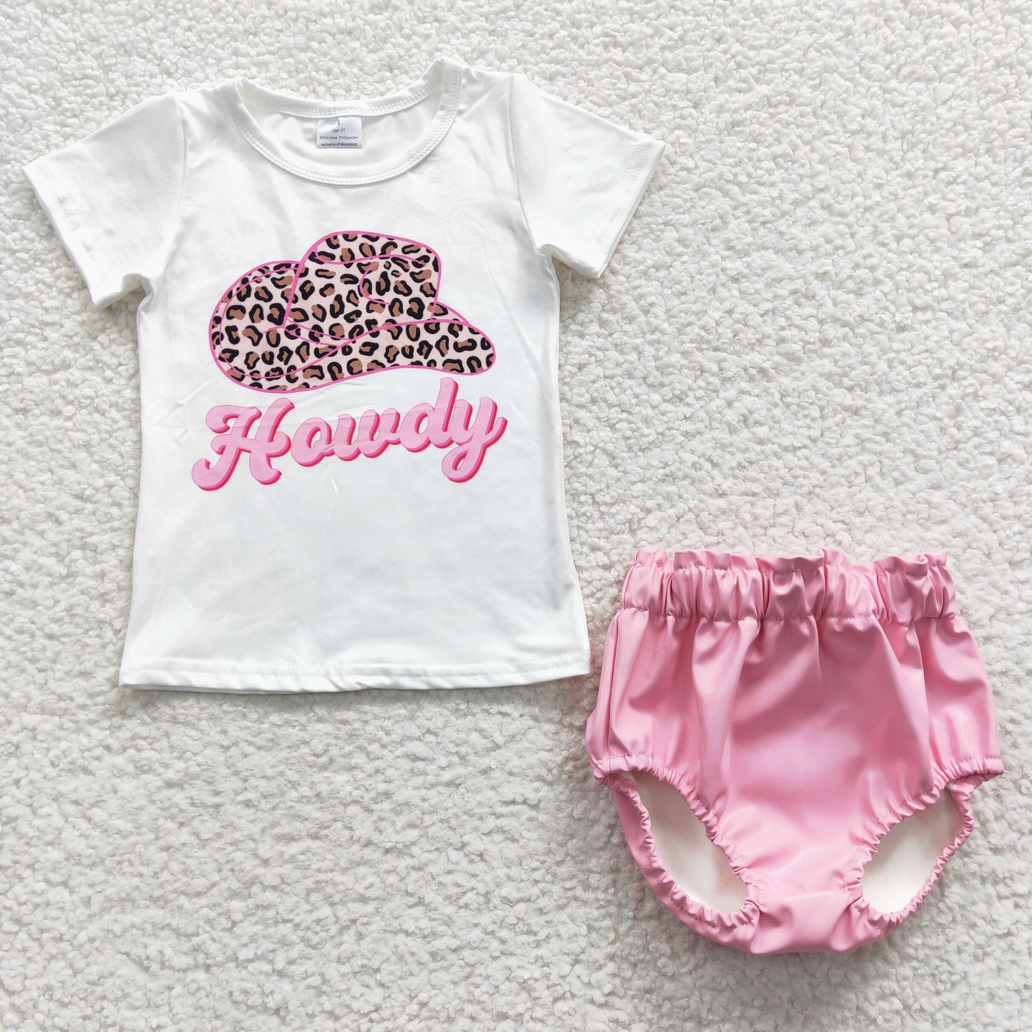 Baby Girls Howdy Pink Pleather Bummie Sets