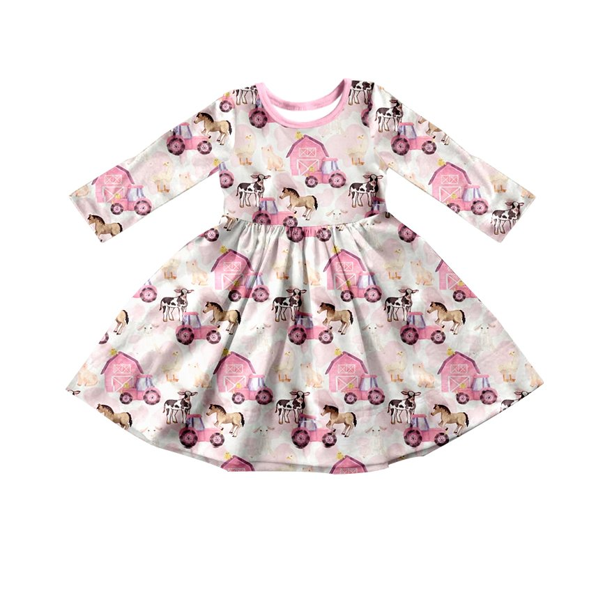 Baby girls farm pink long sleeve dresses