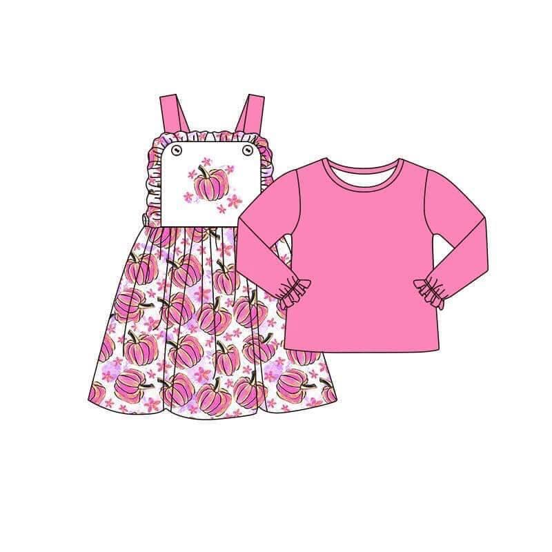 Halloween baby girls pink pumpkin skirt fall clothes sets