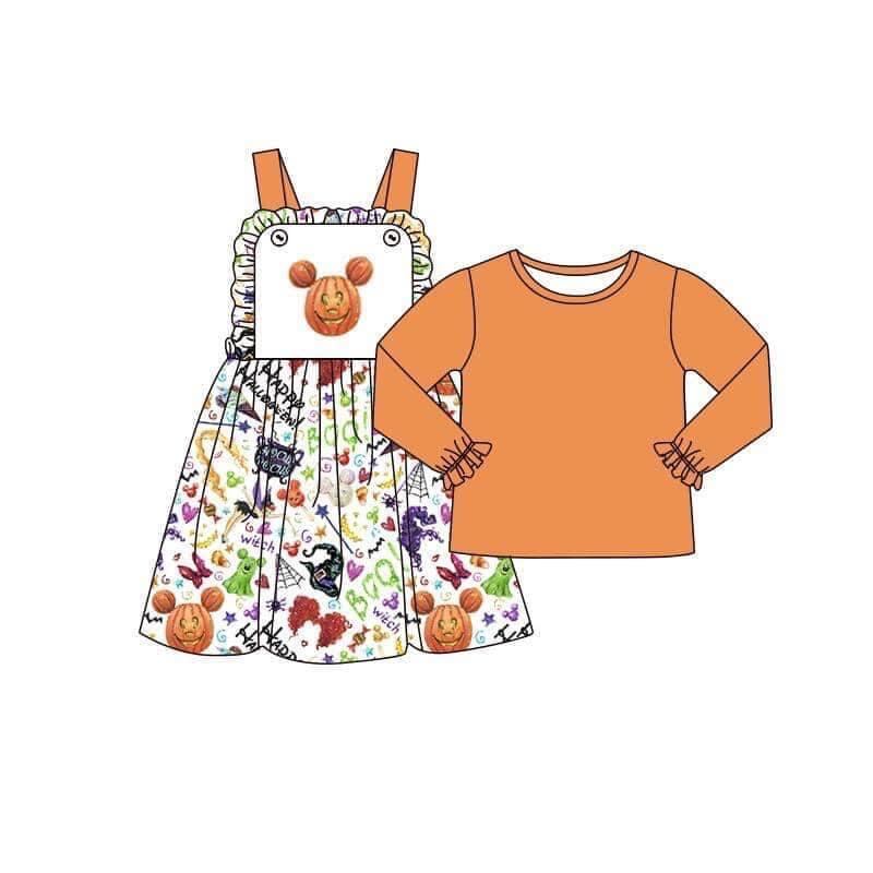 Halloween baby girls suspender skirt fall clothes sets