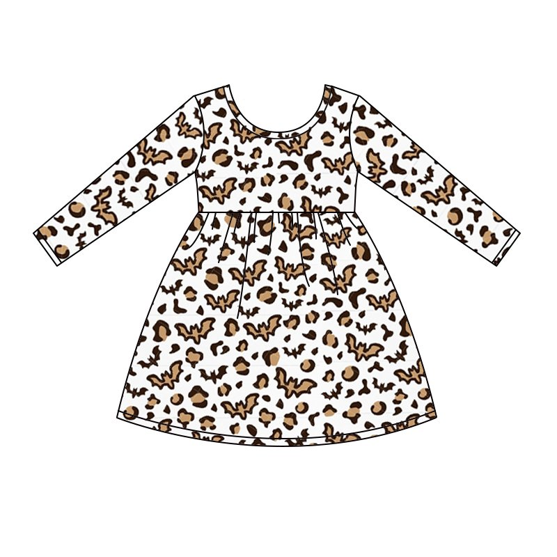 Baby girls leopard bat knee length dresses