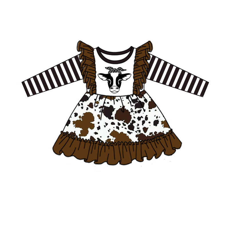 Baby girls western cow knee length dresses