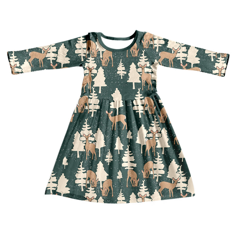 Baby Girls Christmas Green Deer Dresses