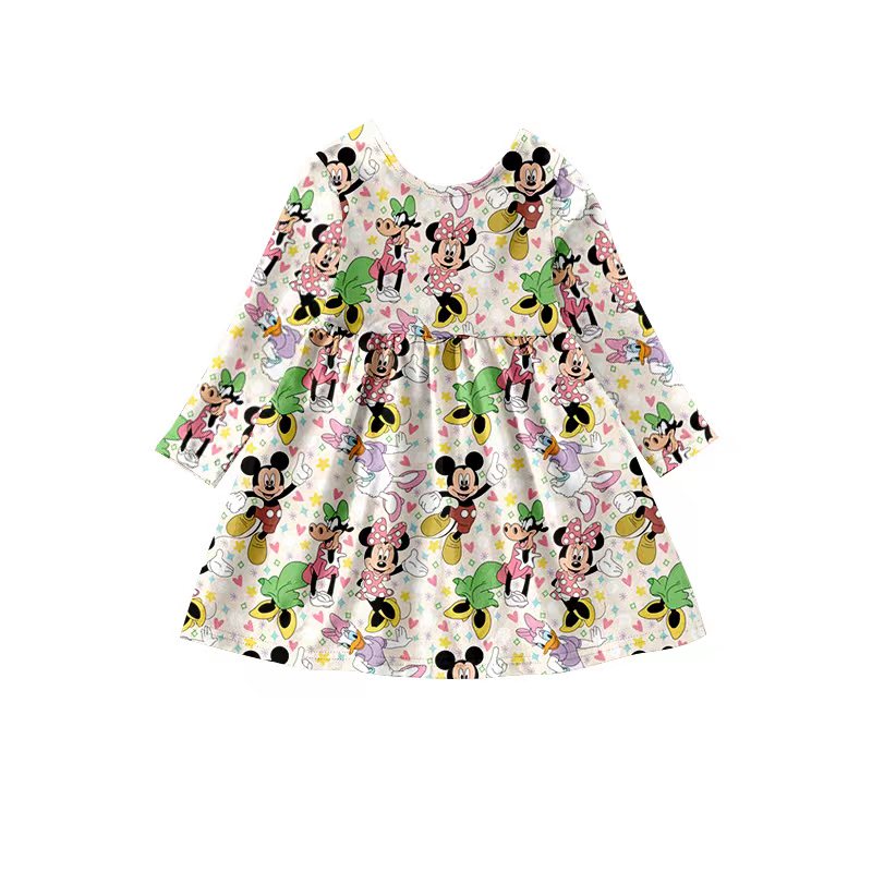 Baby Girls cartoon mouse knee length dresses