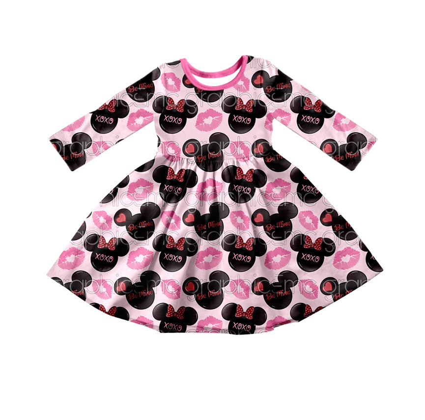 Baby Girls Valentines Cartoon Knee Length Dresses