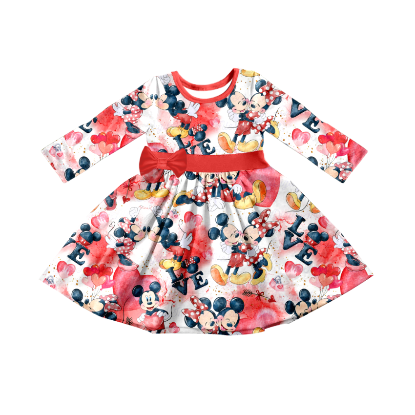 Baby Girls Red Cartoon knee length dresses