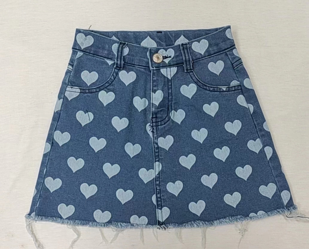 Baby Girls Hearts Summer Valentines Denim Skirts