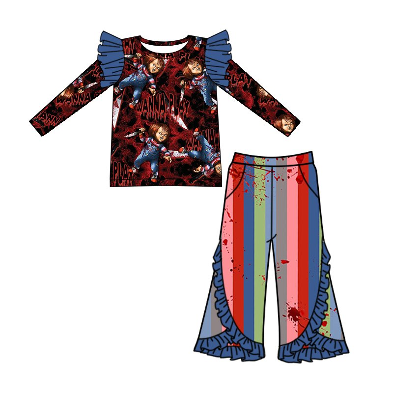 Baby girls Halloween cartoon ruffle pants clothing sets