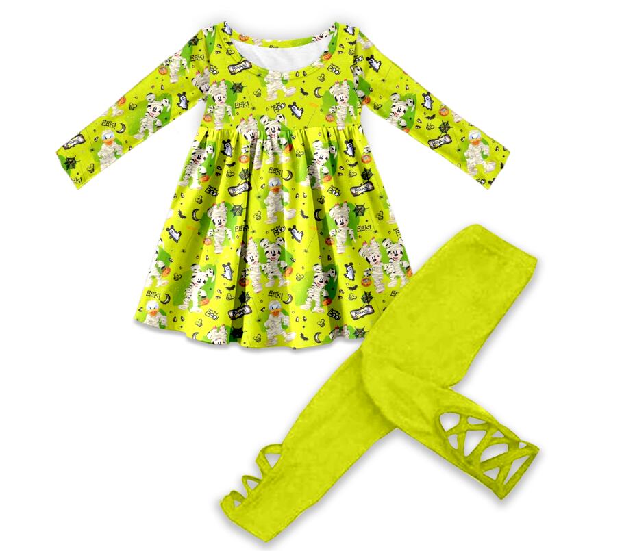 Halloween baby girls green holiday legging clothes sets