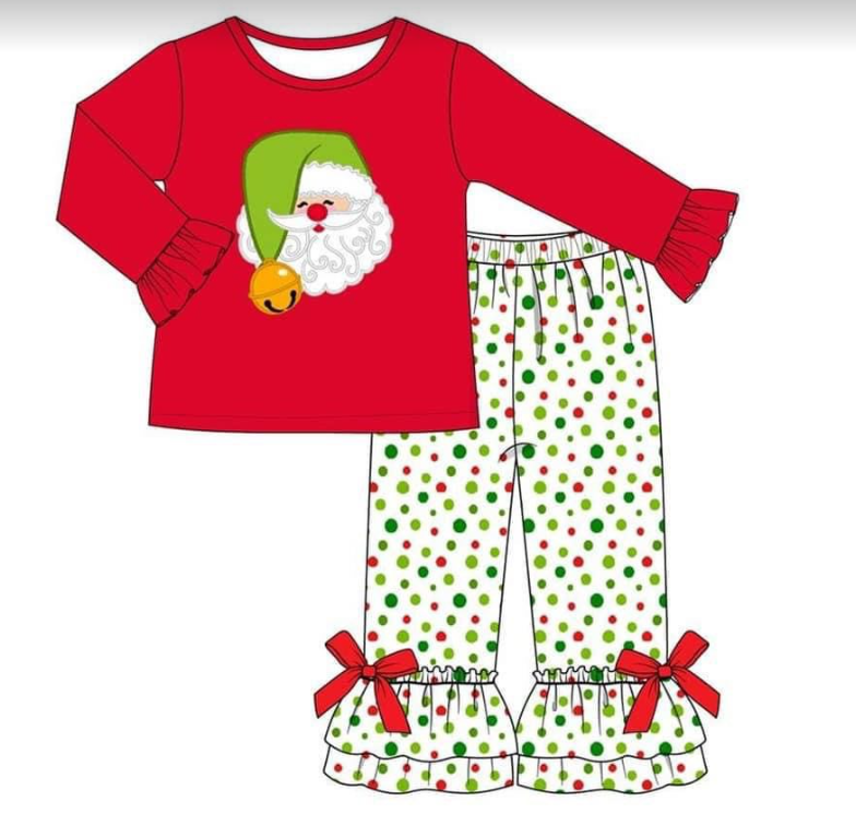 Baby girls Santa pajamas pants clothes sets