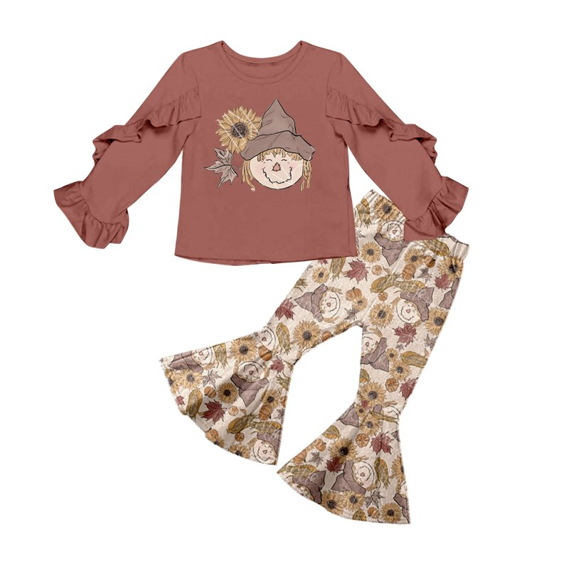 Baby girls Cartoon fall scarecrow pants clothes sets