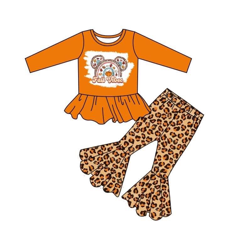 Baby girls fall vibes leopard tunic pants sets