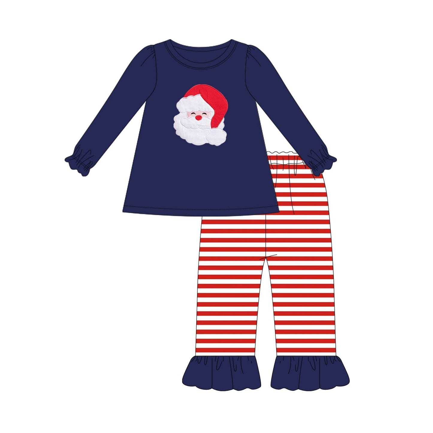 Baby girls santa top stripe pants clothes sets