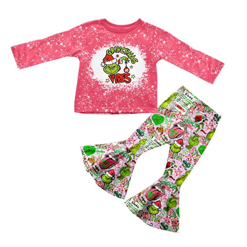 Baby girls Christmas vibes cartoon bell pants sets