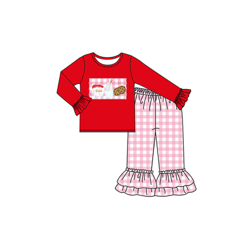 Baby girls Christmas santa milk ruffle pants sets