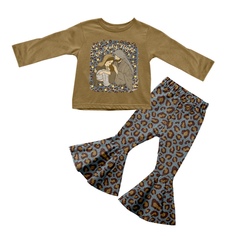 Baby Girls Christmas leopard nativity bell pants sets