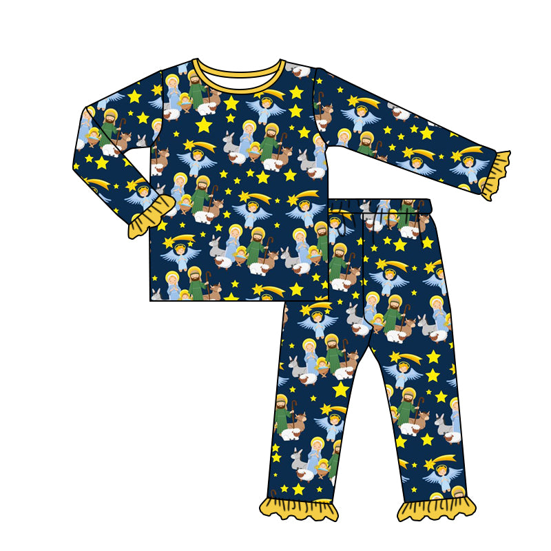 baby girls Christmas nativity pajamas sets