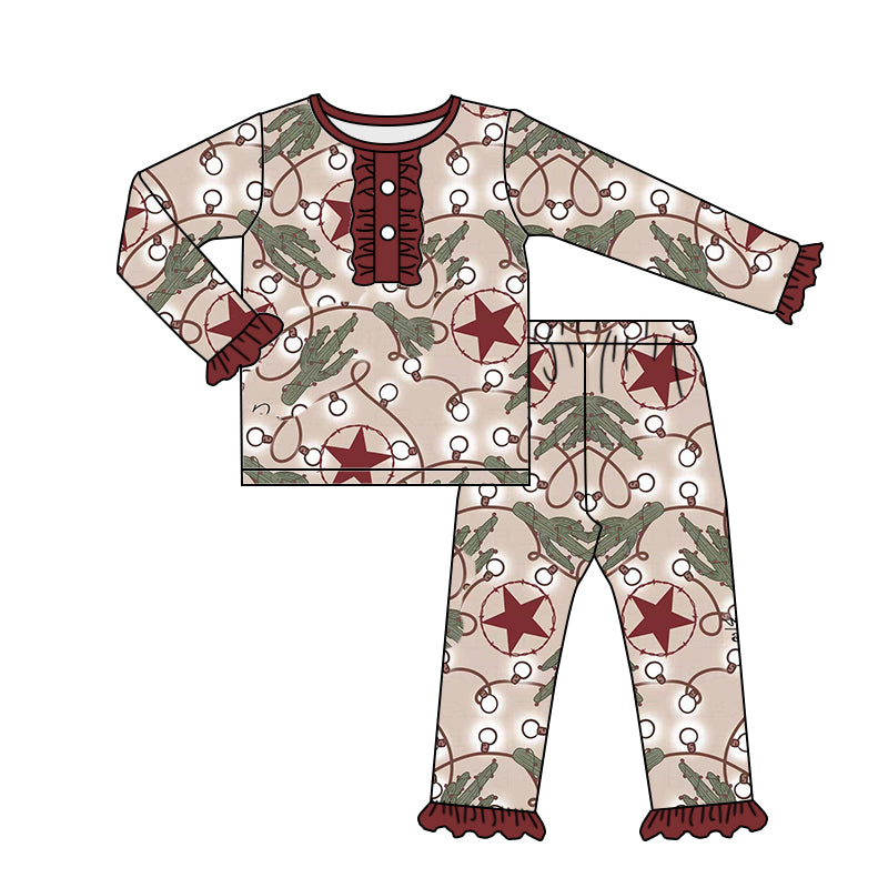 baby girls Christmas star cactus pajamas sets