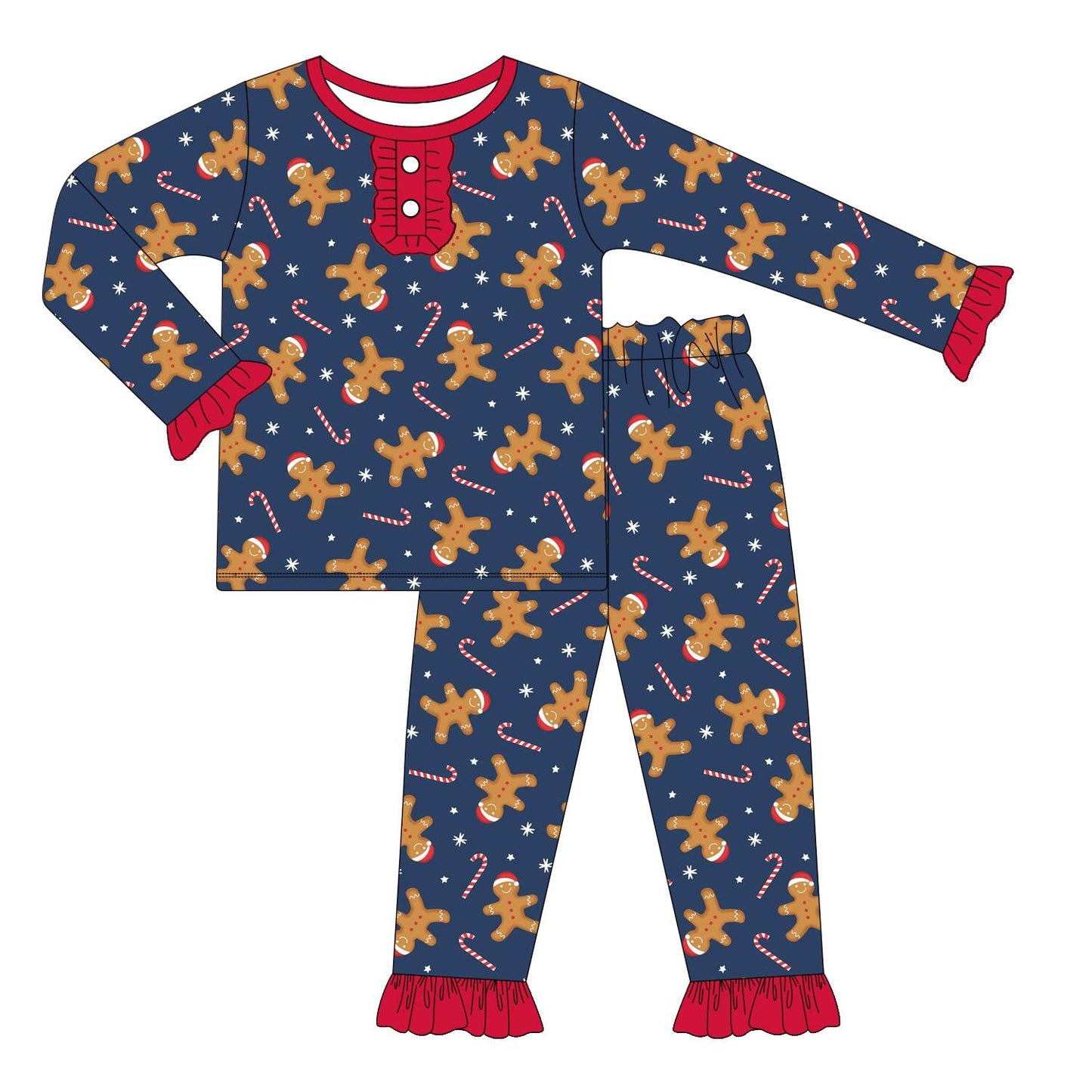 Baby Girls Christmas Gingerbread Pajamas pants sets