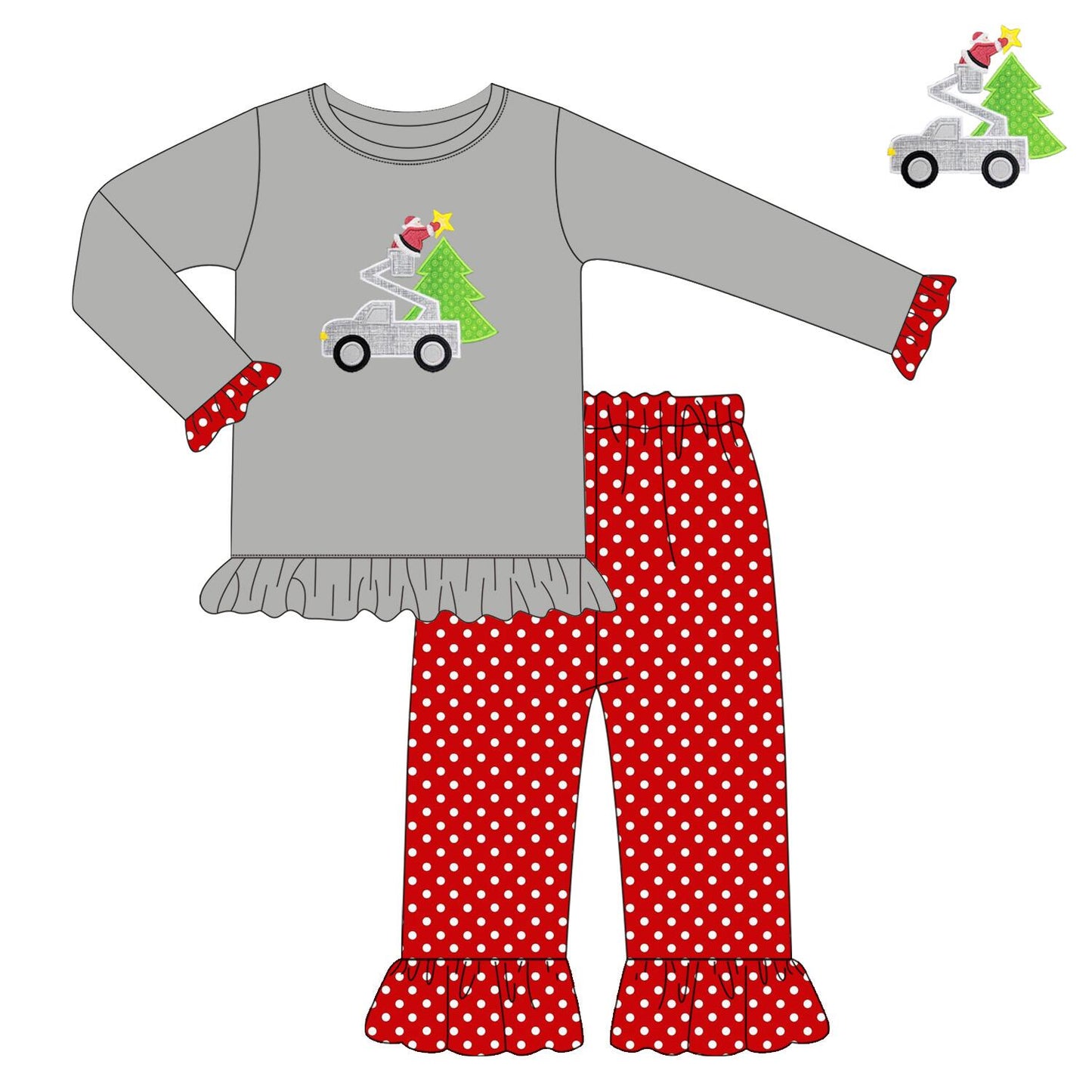 Baby Girls Christmas tree Grey Top pants sets