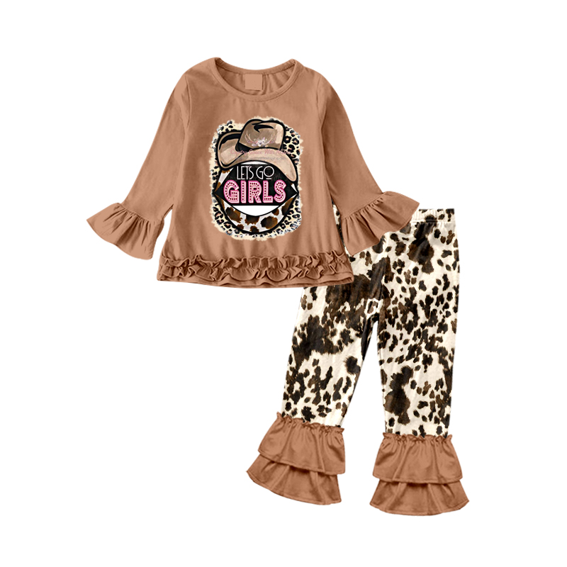 Baby Girls Let's Go Cowhide Bell Pants Clothes Sets